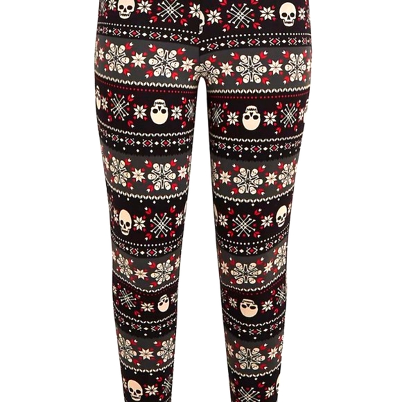 ❤️NWT VINTAGE TORRID LEGGING - SKULL FAIR ISLE SNOWFLAKE - PLUS SIZE CHRISTMAS - Picture 12 of 14